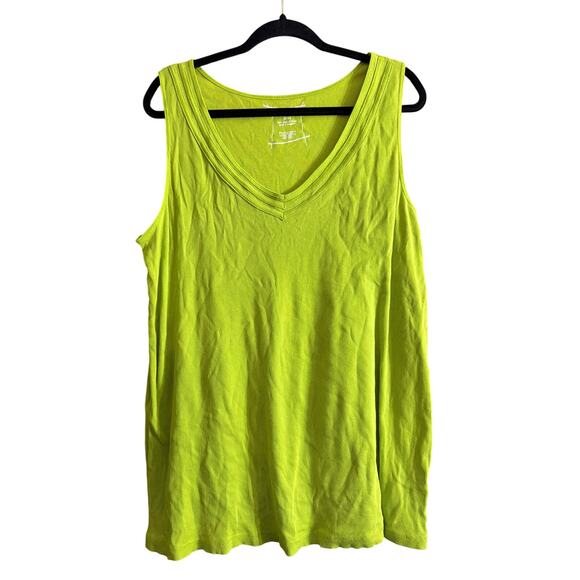 Lane Bryant Women's Plus Size Green V-Neck Ribbed Tank Top Size 22/24 3X - Picture 1 of 5